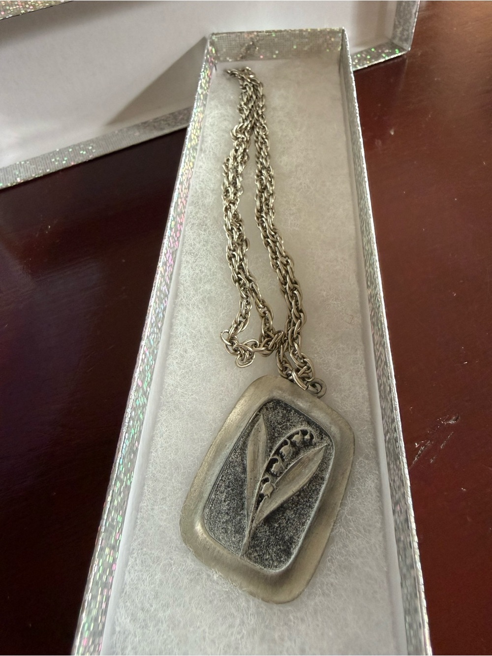 Handcrafted Vintage Floral Heather Pewter Necklace R. Tennesmed Sweden 18" Chain